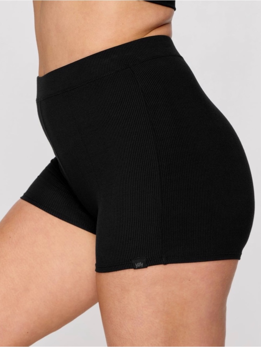 YITTY Black Ribbed High-Waist Women’s Hot Shorts